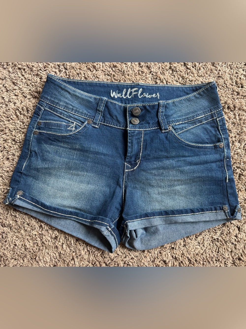 Wallflower Dark Blue Denim Jean Shorts
